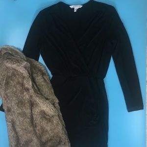 BCBG Lot of 2. Long Sleeve Dress and Fur Vest